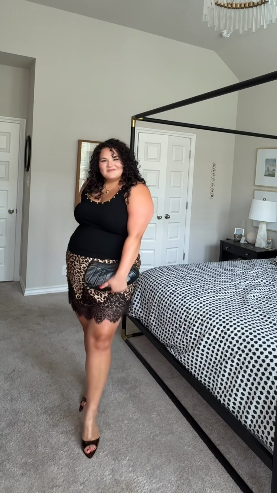 Plus size going out outfit 🐆 Wearing an XXL in the Never Fully Dressed studded tank + size 18 in the leopard lace mini skirt. Both are plus-size friendly and the skirt is such a good statement piece for date night, girls’ night or vacation. Finished it with Mango heels that are surprisingly wide-foot friendly!

#PlusSizeFashion #Size18Style #PlusSizeOutfit #NeverFullyDressed #WideFootShoes

#LTKPlusSize #LTKootd