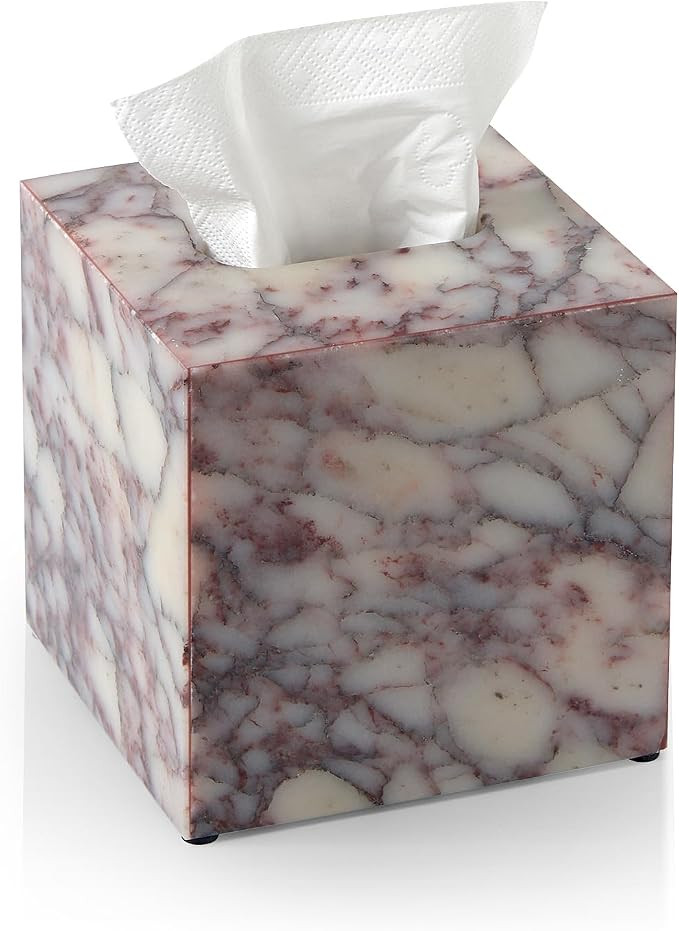 Luxury Natural Marble Tissue Box Square Fits Most Standard Tissue Boxes | 5.5" Square Calacatta V... | Amazon (US)