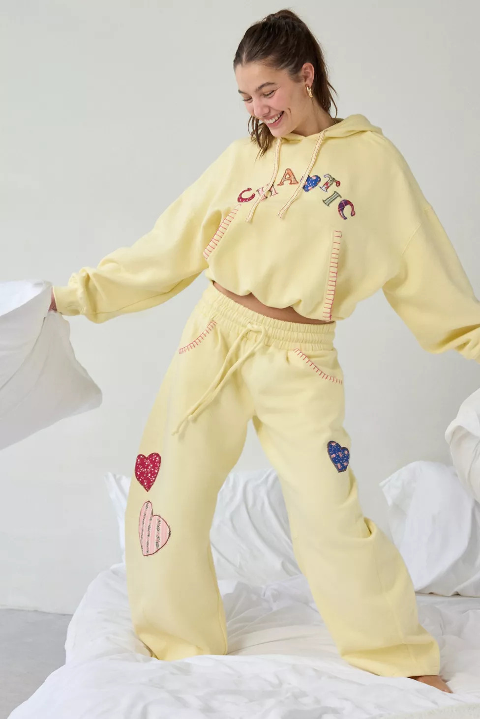 Out From Under Essential Patched Graphic Barrel Leg Full Length Sweatpant | Urban Outfitters (US and RoW)