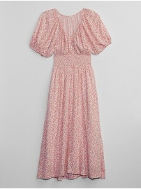 Smocked Puff Sleeve Midi Dress | Gap Factory