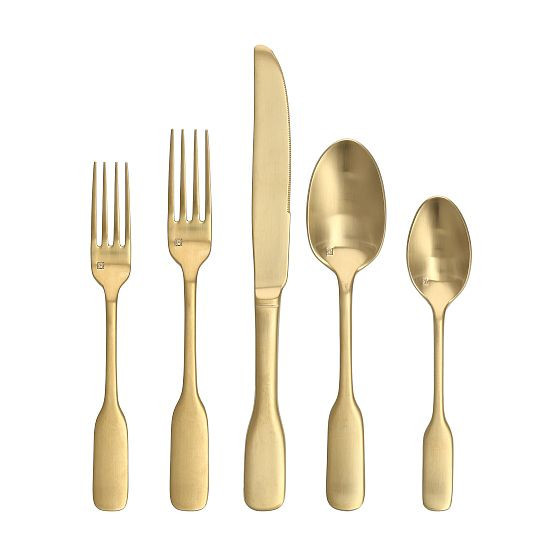 Brushed gold flatware set