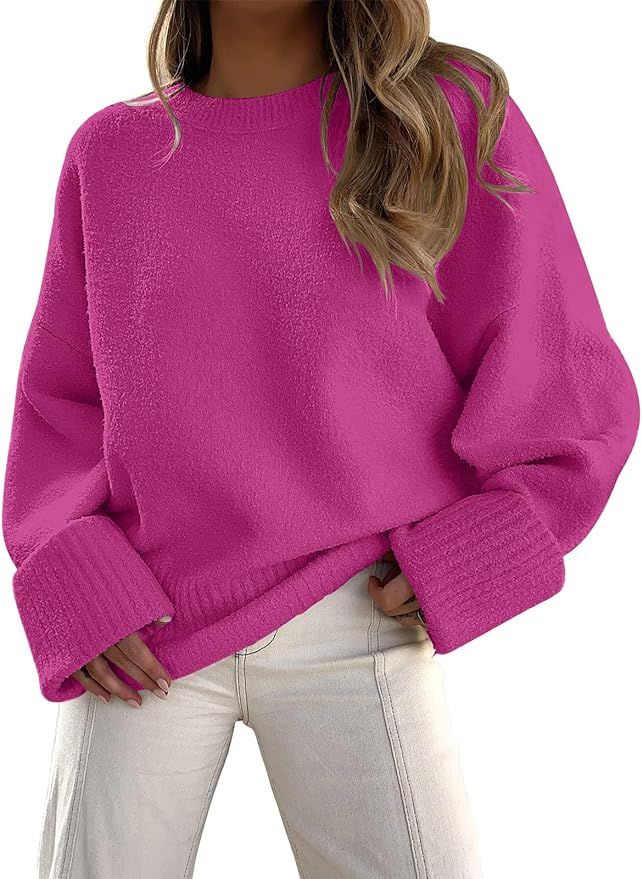 LILLUSORY Women's Oversized Sweaters 2023 Fall Fuzzy Chunky Warm Pullover Sweater | Amazon (US)