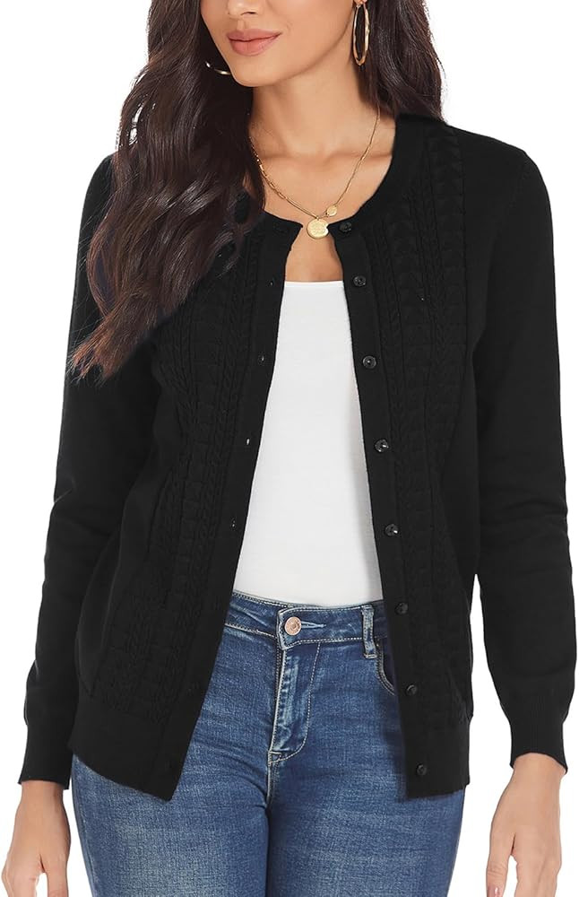 GRACE KARIN Women's Classic Long Sleeve Knit Cardigan Sweaters Casual Open Front Button Down Card... | Amazon (US)