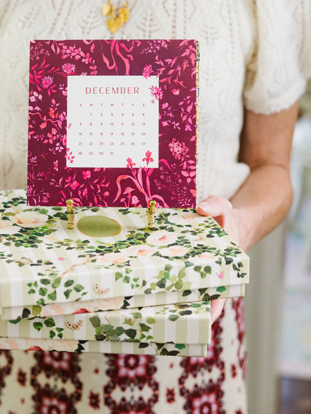 2025 Desk Calendar in the Trellis Box | Over The Moon