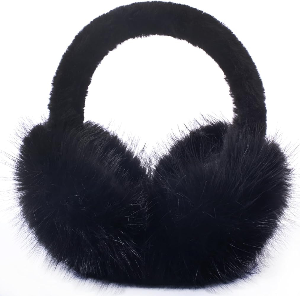 Winter Ear Muffs for Women Men - Foldable Fuzzy Earmuffs Faux Fur Ear Warmer, Perfect Ear Covers ... | Amazon (US)