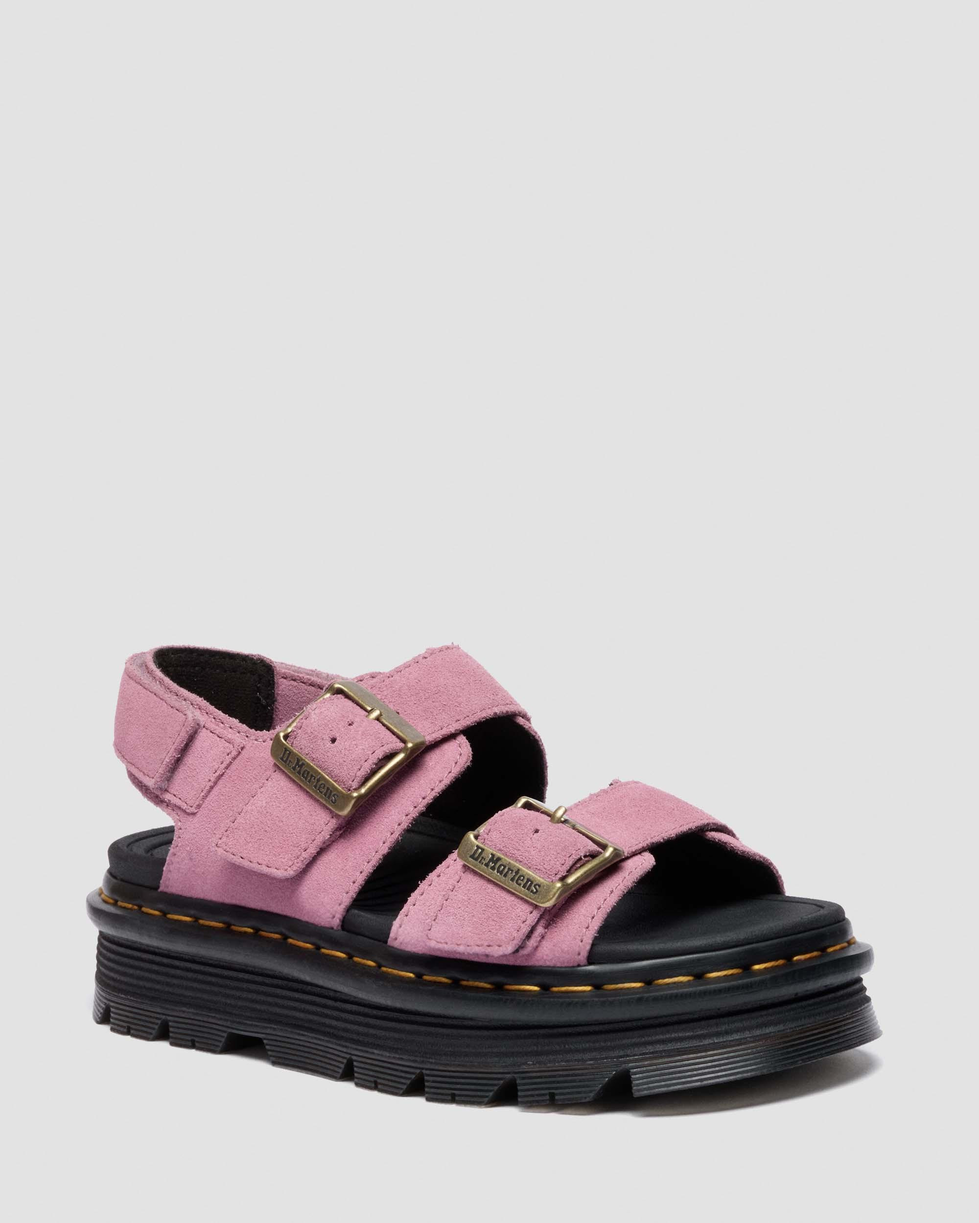 Zebzag Suede Platform Sandals in Dusty Rose | Dr. Martens | Dr. Martens