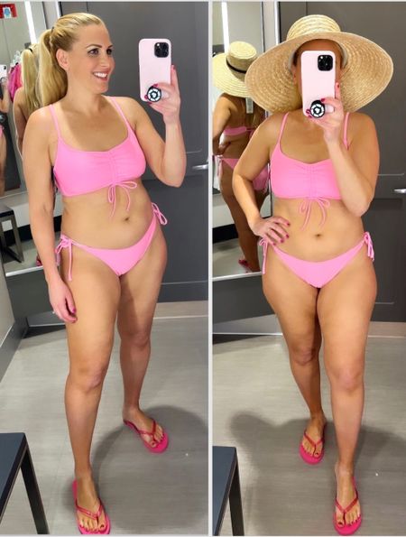 👙This pink bikini is giving me Barbie vibes. Love this color! I’m wearing a large bikini top and large bikini bottom.

They both fit true to size. Love this oversized straw hat and flip flops too.




#LTKswim #LTKshoecrush #LTKtravel