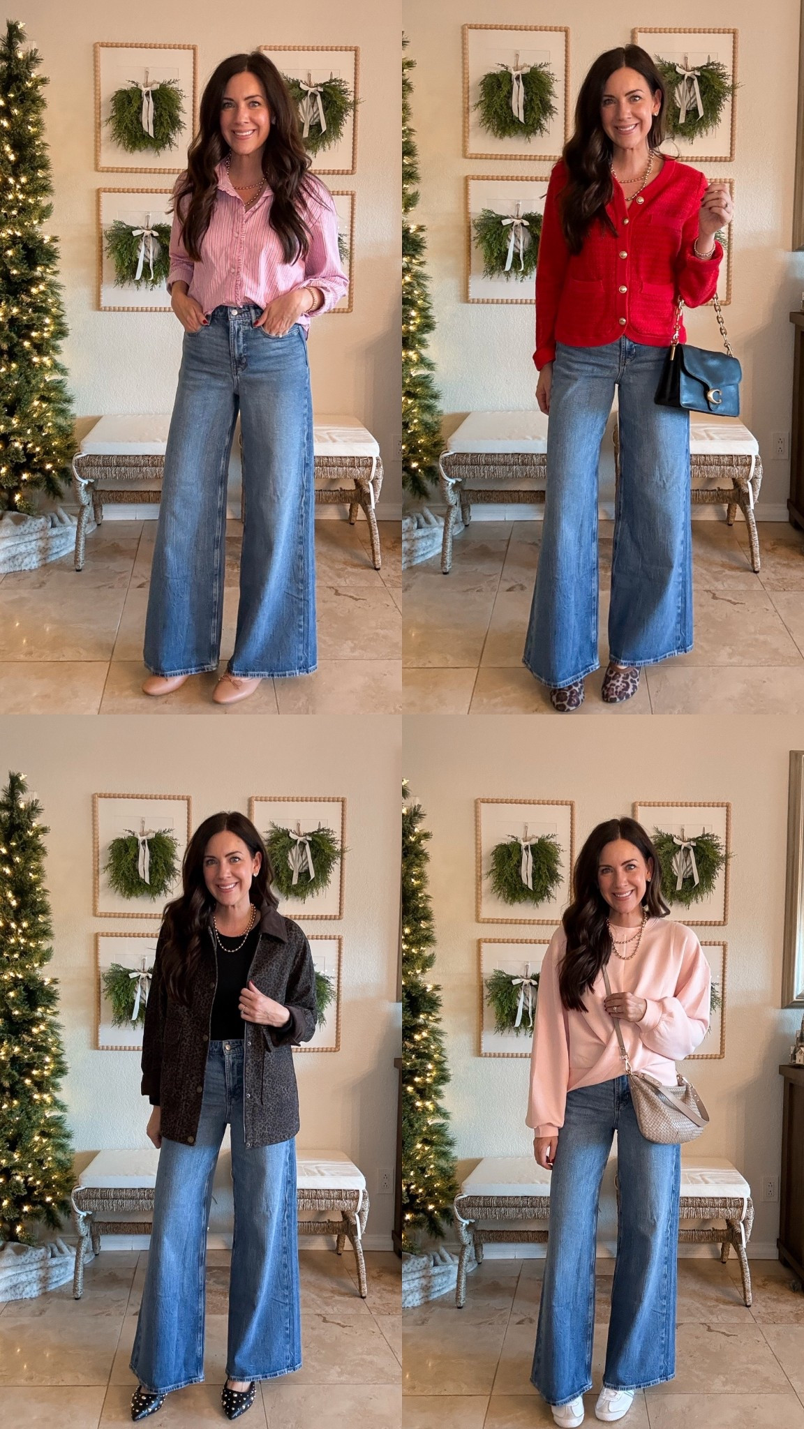 Jeans on sale for $35 styled 4 ways!!!
I sized down to a 2 regular
•black fitted tee-medium 
•jacket-small
•red cardigan-medium, on sale for $19!
•pink pullover-small
•striped button up-medium


#LTKSaleAlert #LTKHoliday #LTKFindsUnder50