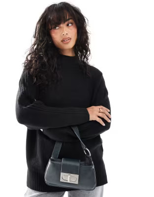 Threadbare high neck oversized jumper in black | ASOS (Global)