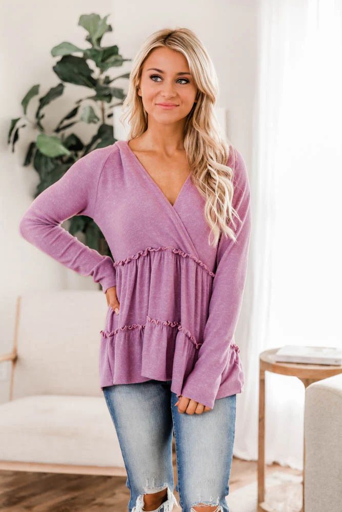 Thinking Out Loud Berry Pullover | The Pink Lily Boutique