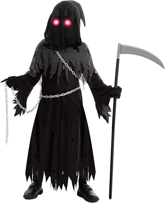 Spooktacular Creations Child Unisex Glowing Eyes Grim Reaper Costume, Phantom Costume for Creepy ... | Amazon (US)