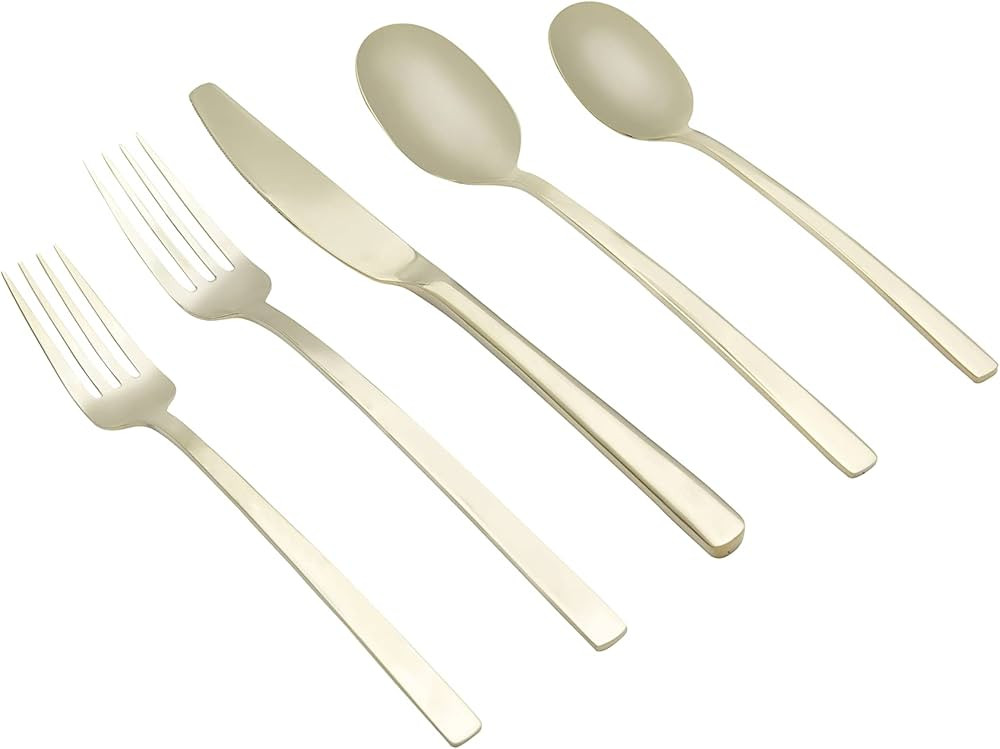 Cambridge Silversmiths Beacon Champagne Satin 20 Piece Flatware Set, Service for 4, Champagne Gol... | Amazon (US)