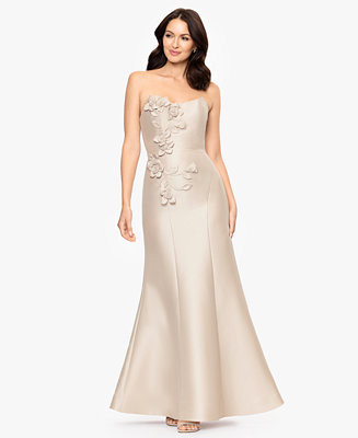 Betsy & Adam Women's Long Stretch Strapless Floral Gown - Macy's | Macy's