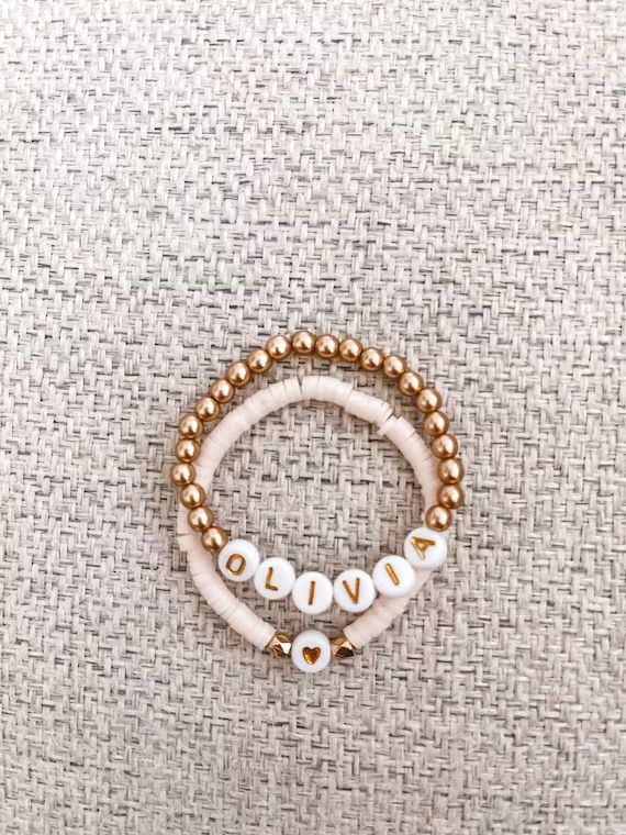 Gold Olivia Little Girl's Stacking Heishi Bracelet Set  | Etsy | Etsy (US)