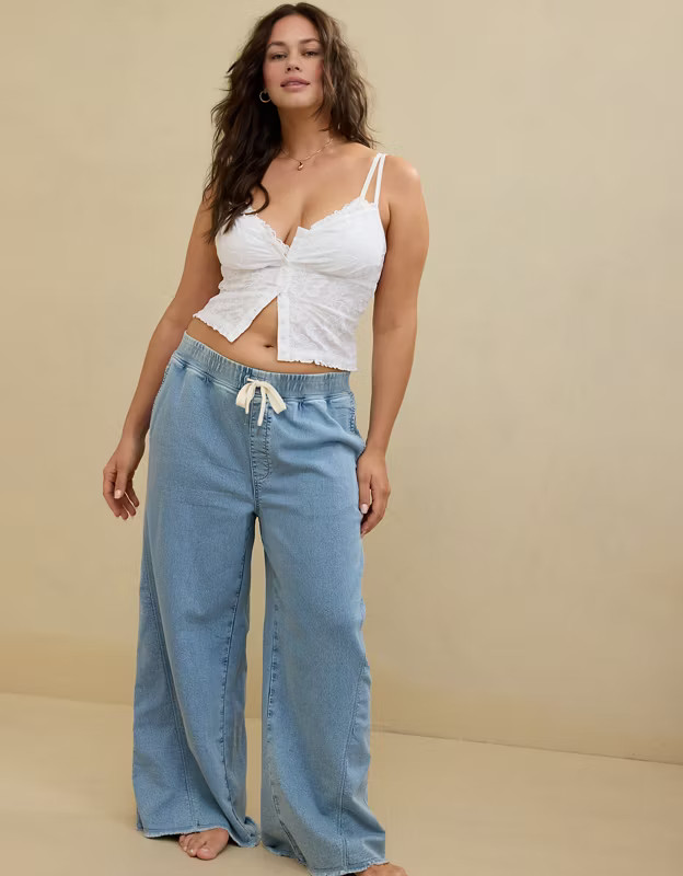 Aerie Off-Duty Embroidered Cotton Tank Top | Aerie