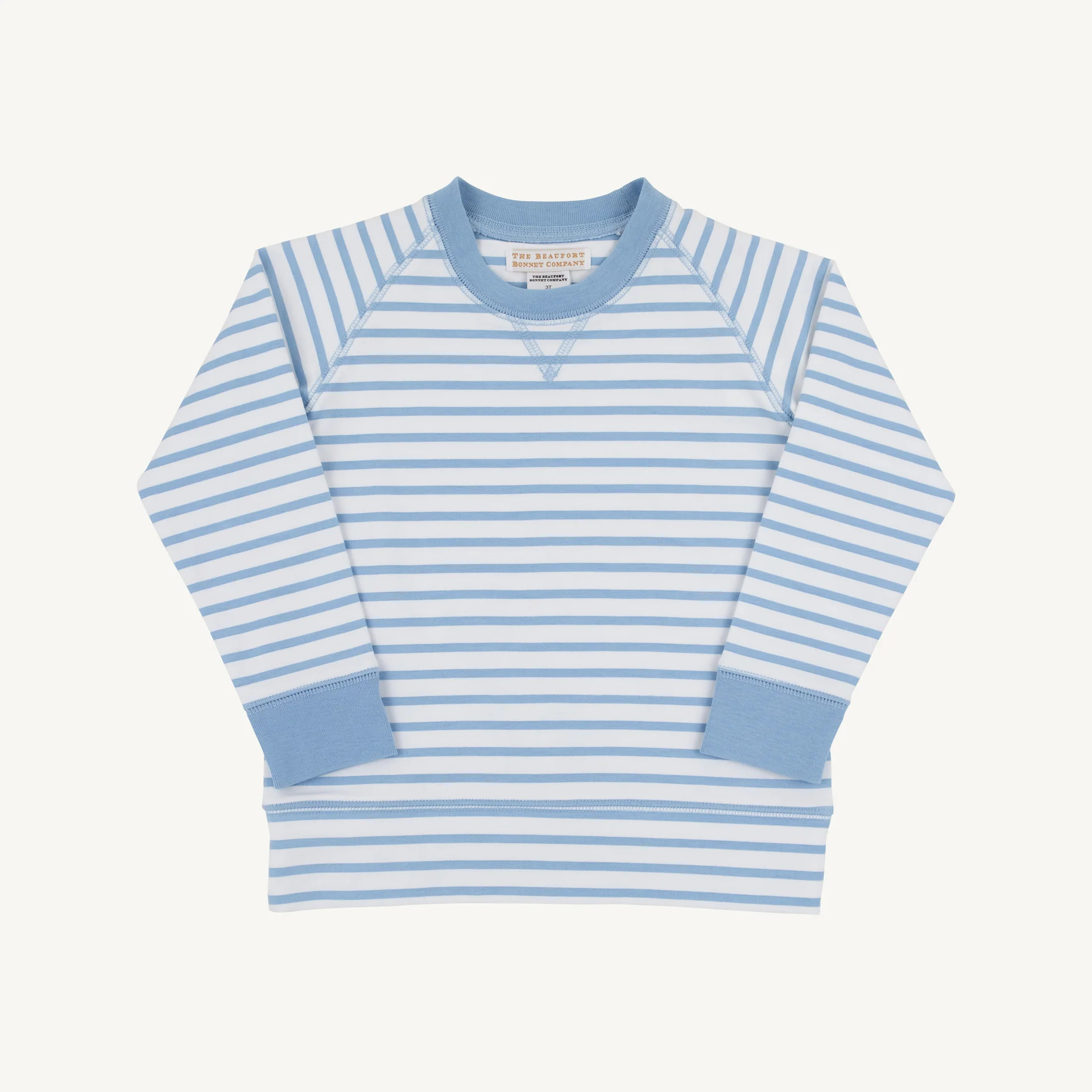 Cassidy Comfy Crewneck Sarasota Sky Stripe - Boys Crewneck Sweater | Beaufort Bonnet | The Beaufort Bonnet Company