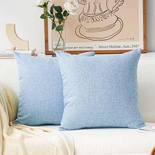 Home Brilliant 2 Pack Decorative Linen Throw Pillowcase Cushion Cover for Patio Sofa, 20x20 inch(50x | Amazon (US)