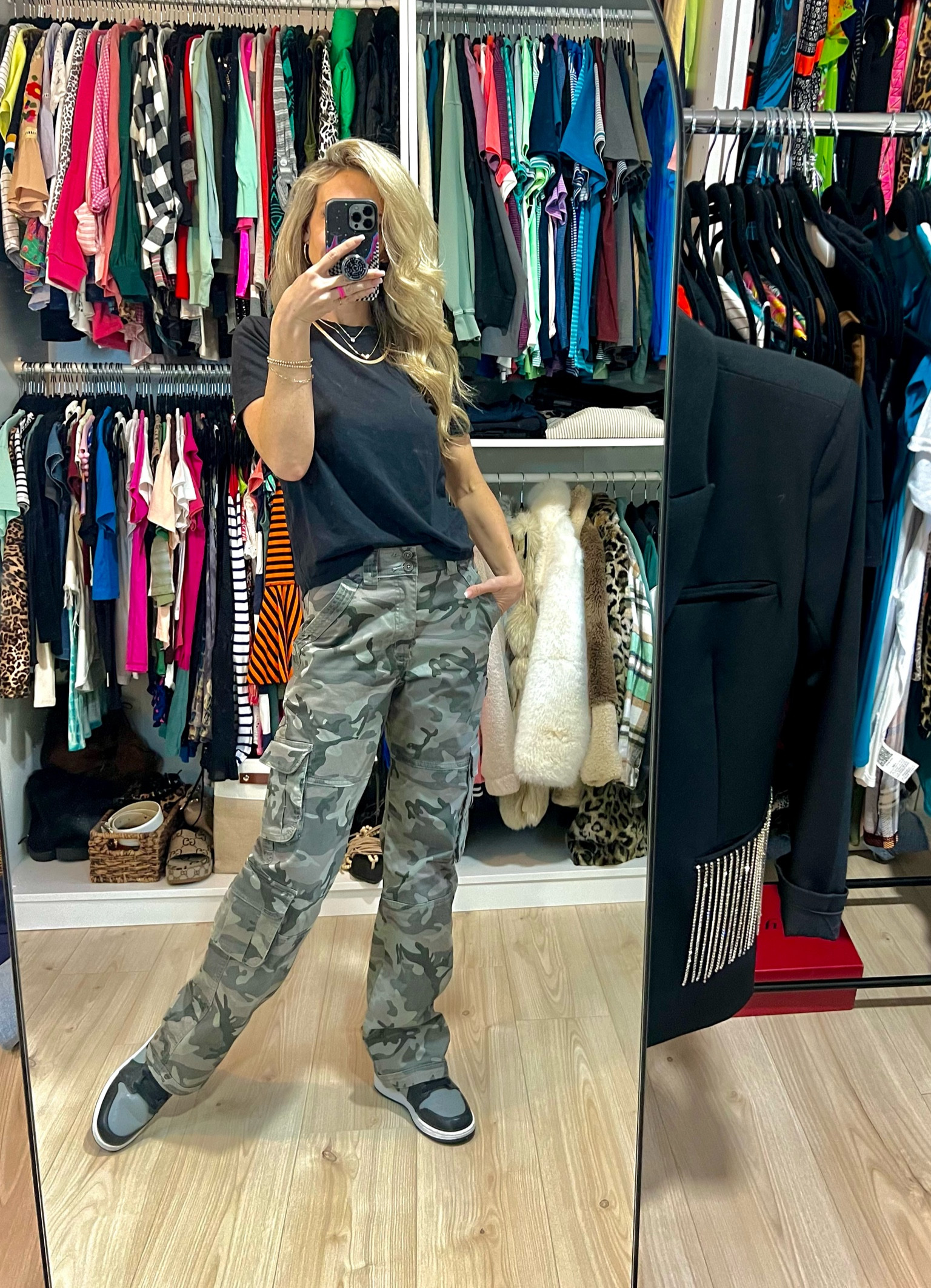 Hey girl 👋🏼these camo cargos are on SALE get them while ya can! Wearing a 4 in this black tee (great closet staple). 

#LTKhome #LTKsalealert #LTKshoecrush
