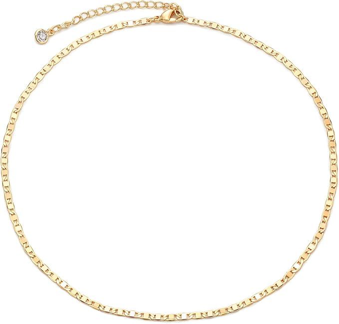 VACRONA Gold Dainty Beaded Choker Necklace 18K Gold Plated Evil Eye Choker Necklace Delicate Long... | Amazon (US)