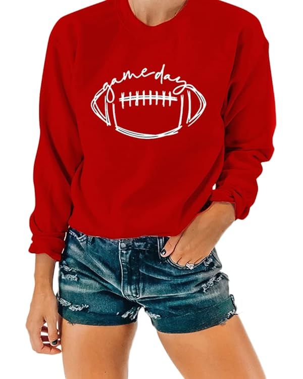 NEXLOMOS Women Crewneck Long Sleeve Football Game Day Sweatshirts | Amazon (US)