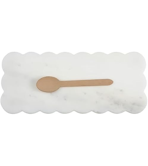 Mud Pie Scallop Marble Board Set, 12" x 5", White | Amazon (US)