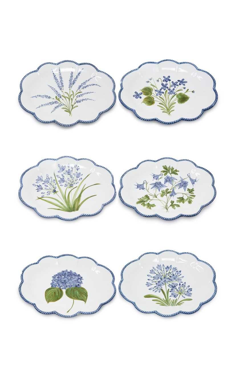 Flower Set-Of-Six  Painted Ceramic Dinner Plates | Moda Operandi Global