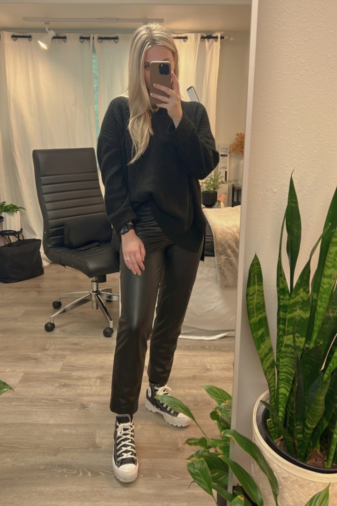 These faux leather pants are the most comfortable that I’ve found and they’re sooo cute.  🤍

#LTKSeasonal #LTKworkwear #LTKfit