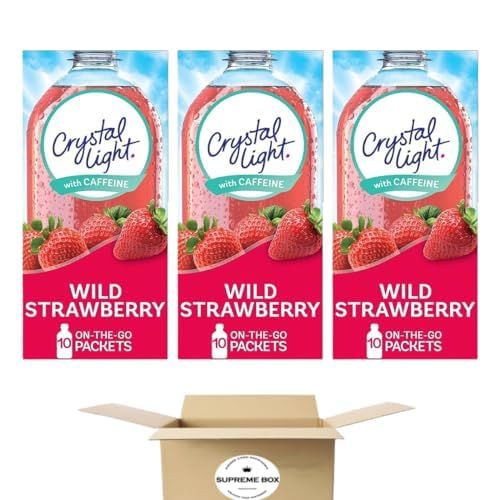 Crystal Light Wild Strawberry Sugar-Free Energy Drink Mix On-the-Go, 3.3 Oz. (Pack of 3) 90 Count... | Amazon (US)
