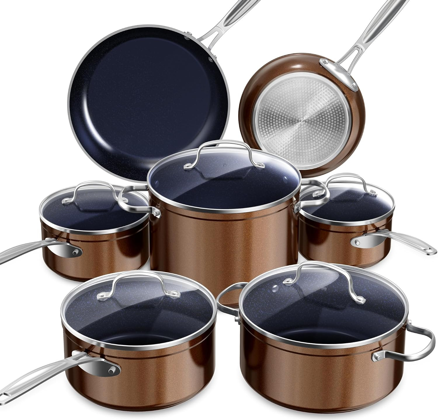 Nuwave Healthy Duralon Blue Ceramic Nonstick Cookware Set, PFAS Free | Amazon (US)