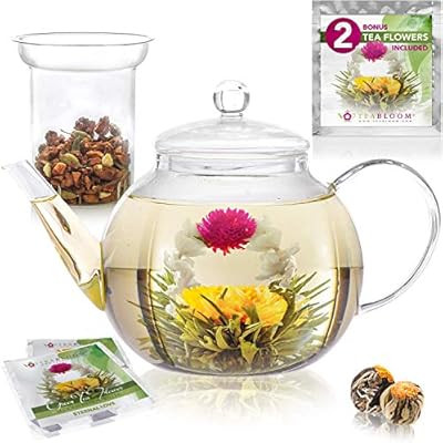 Teabloom Stovetop & Microwave Safe Glass Teapot (40 OZ / 1.2 L) with Removable Loose Tea Glass In... | Amazon (US)