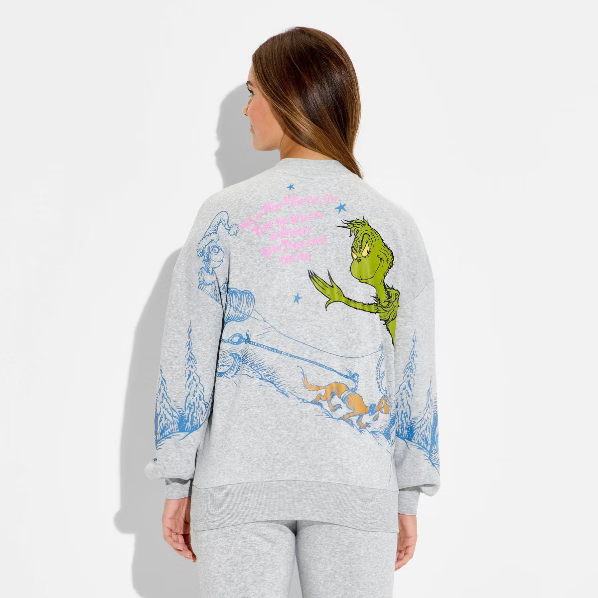 Women's Grinch Fleece Graphic Sweatshirt - Heather Gray | Target