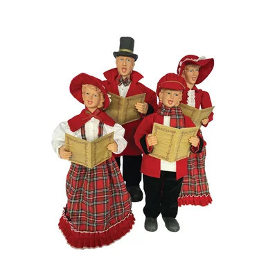 27" To 37" Red Plaid Carolers, Set Of 4 | Wayfair North America