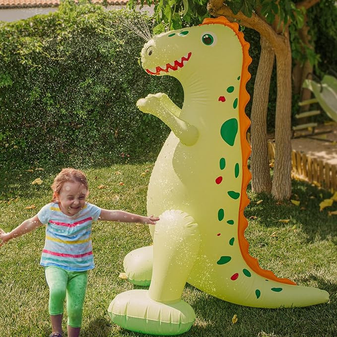 Float Joy Sprinkler for Kids Outdoor Play Water Sprinkler Inflatable 5.5ft Giant Dinosaur T-REX G... | Amazon (US)