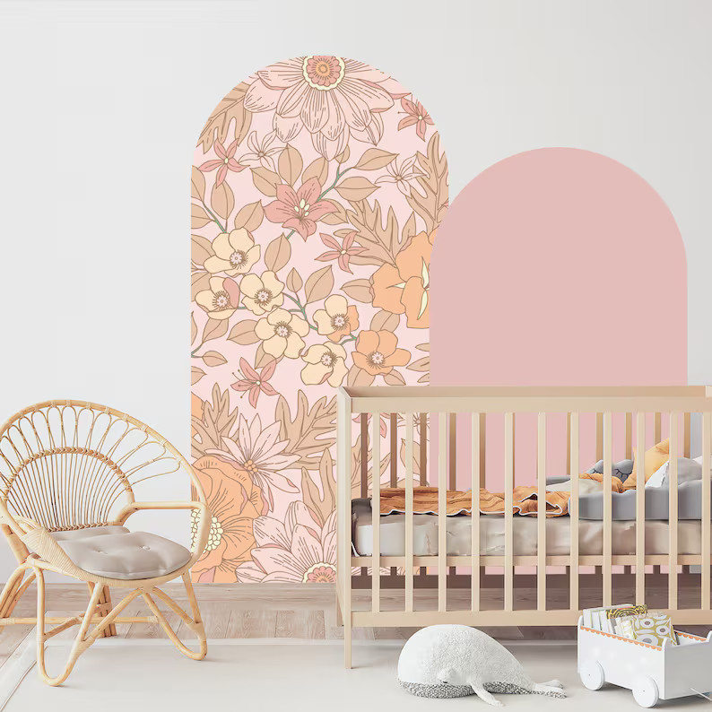 Floral Arch Decal, Arch Decal, Arch Wall Sticker, Nursery Arch Decal, Nursery Decal, Nursery Wall... | Etsy (US)