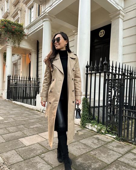 Kat Jamieson wears a trench coat in London. Over the knee boots, fall outfit, fall boot, otk, neutral style. 

#LTKtravel #LTKSeasonal #LTKshoecrush