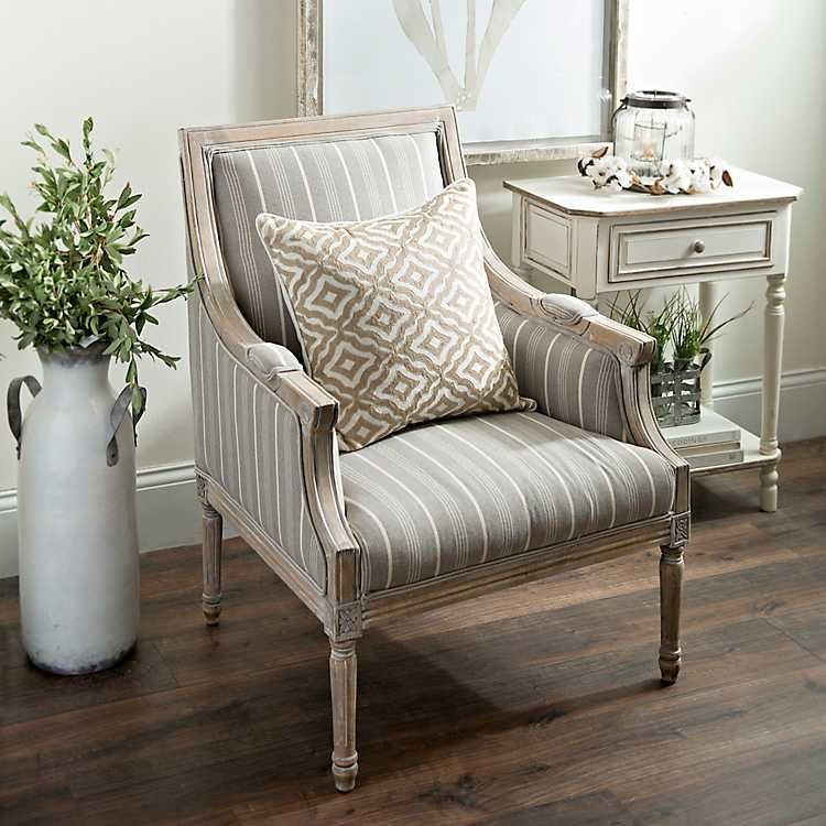 McKenna Taupe Stripe Accent Chair | Kirkland's Home