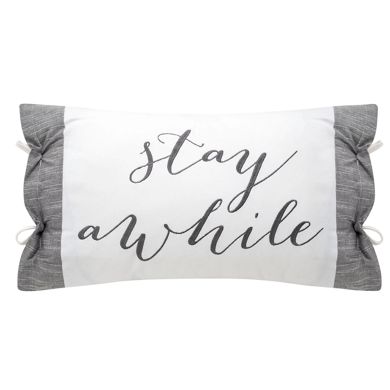 "STAY AWHILE" Embellished Pillow with Side Tie | Kohl's
