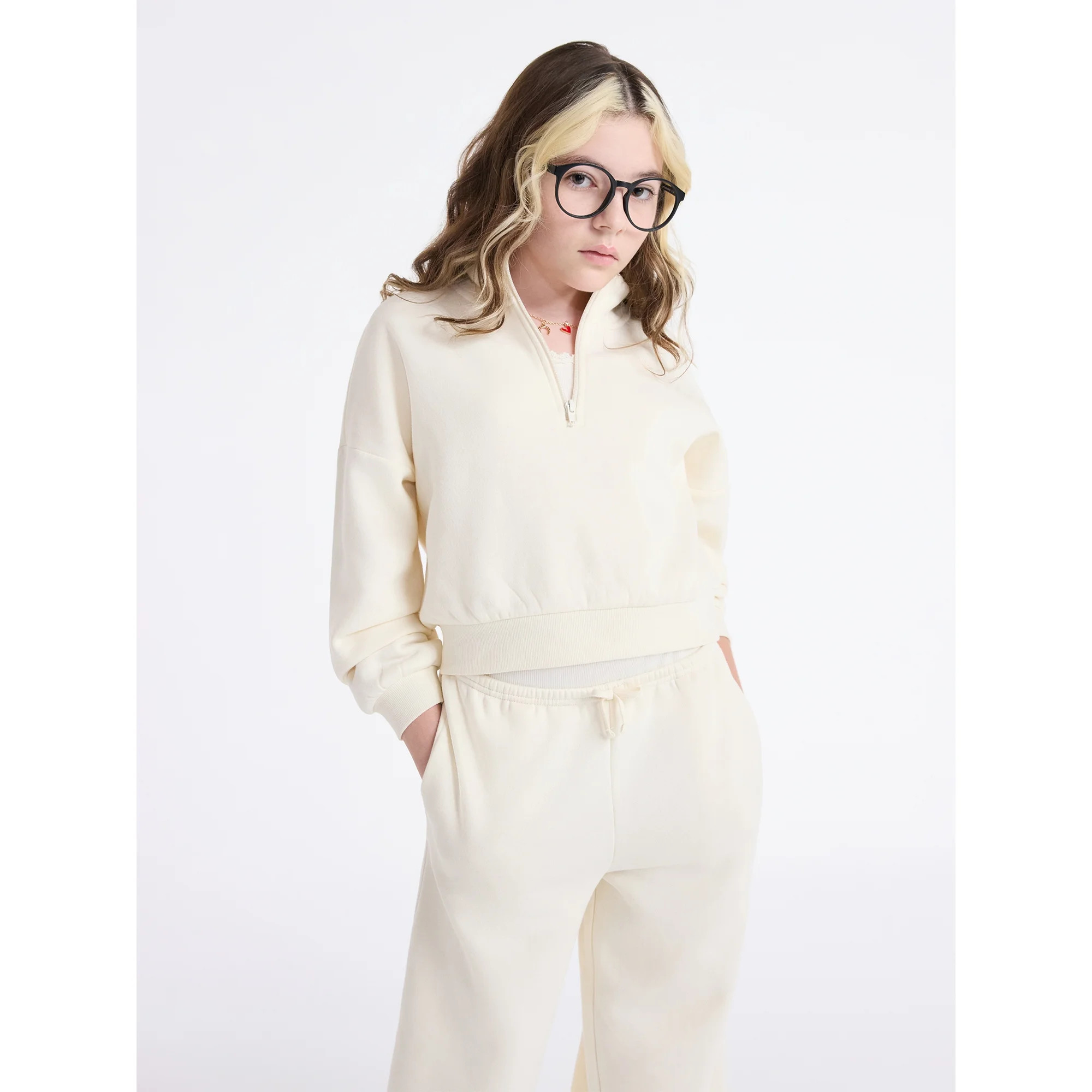 Weekend Academy Girls Fleece Quarter Zip Sweatshirt, Sizes 4-18 | Walmart (US)