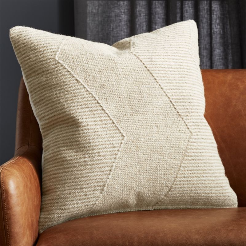 23" Bias Natural Pillow with Down-Alternative Insert + Reviews | CB2 | CB2