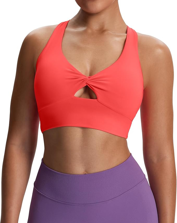 Aoxjox Women's Workout Sports Bras Twist Front Fitness Training Gym Bra Yoga Crop Lola Tank | Amazon (US)