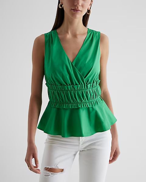 V-Neck Ruffle Peplum Tank | Express