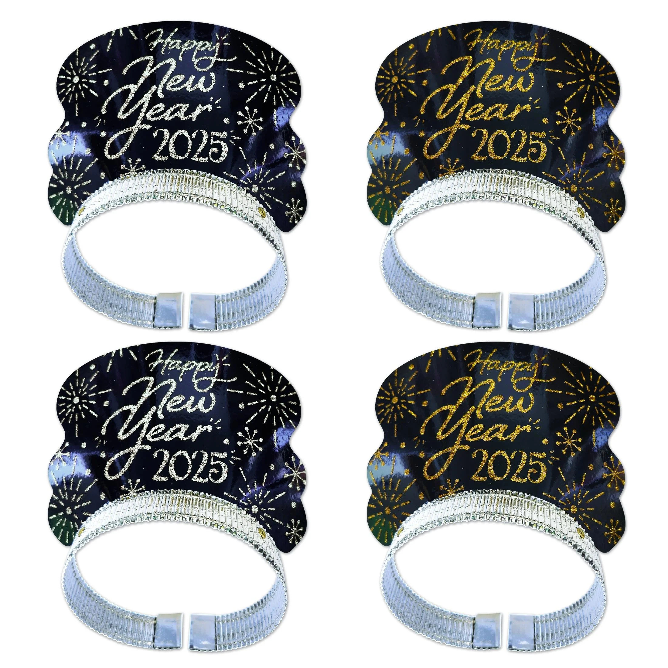 Beistle New Year's Eve Black, Gold, and Silver Paper Tiaras, 4/Pkg - Walmart.com | Walmart (US)