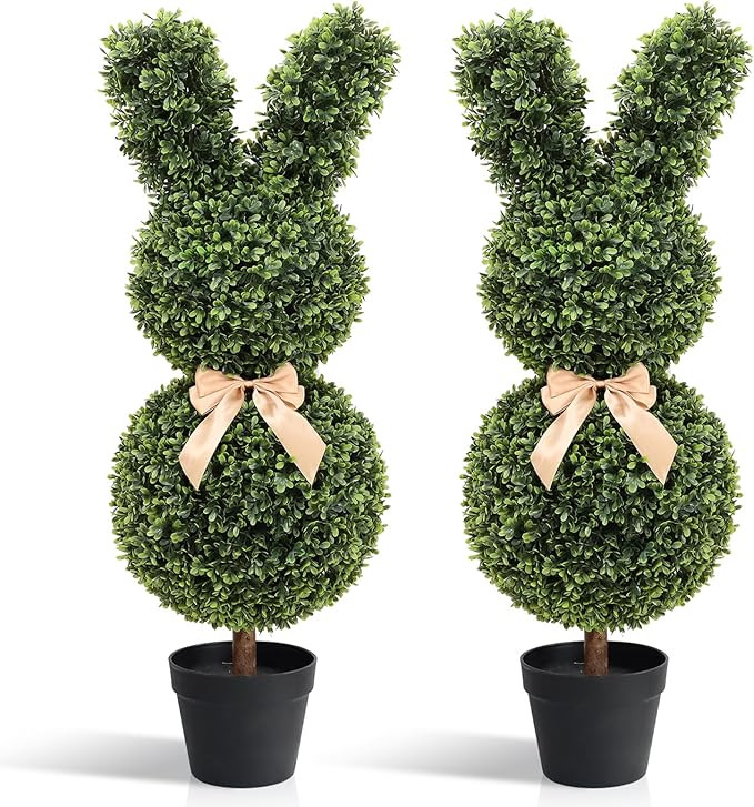 Damomo Easter Artificial Bunny-Shaped Topiary Tree, 35 Inch Outdoor Faux Boxwood Bunny Topiary Pl... | Amazon (US)