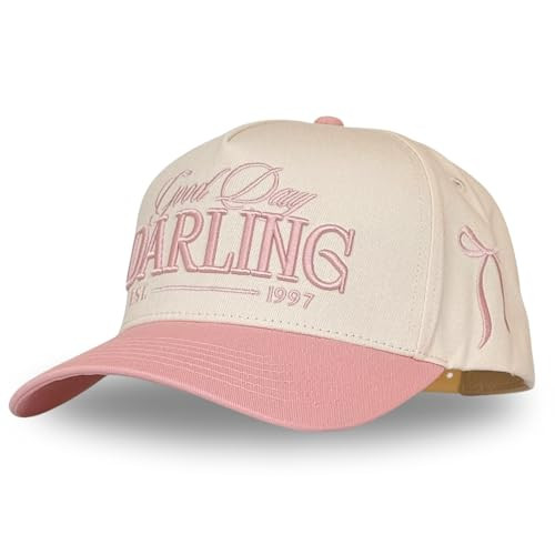Vintage Fashion Trucker Hat | Women | Embroidered Western Trendy Baseball Caps | Country Cute Retro Hats for Cowgirls & Cowboys | Red Pink Cotton | Snapback Hat (Good Day Darling | Pink) | Amazon (US)