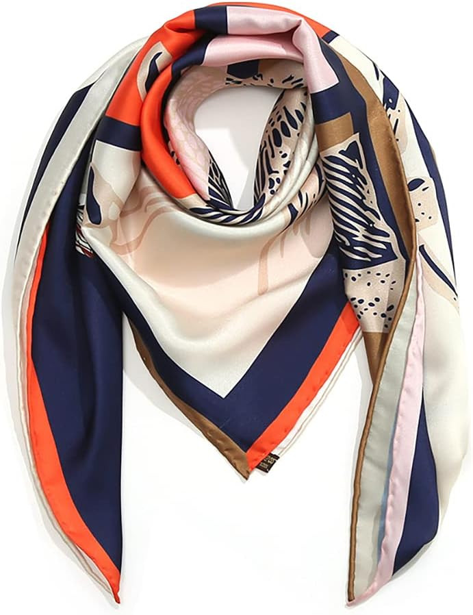 100% Mulberry Silk Scarf -Women 35" Square Hair Wraps-Gift Packed | Amazon (US)