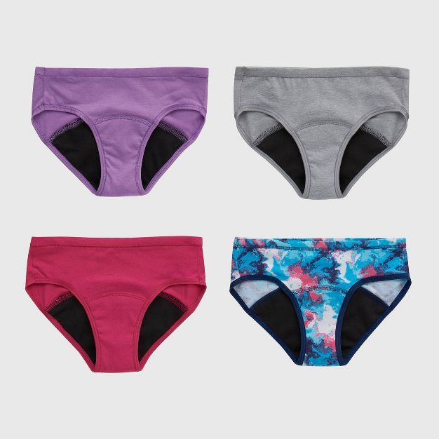 Hanes Girls' 4pk Hipster Period Underwear - Colors May Vary | Target