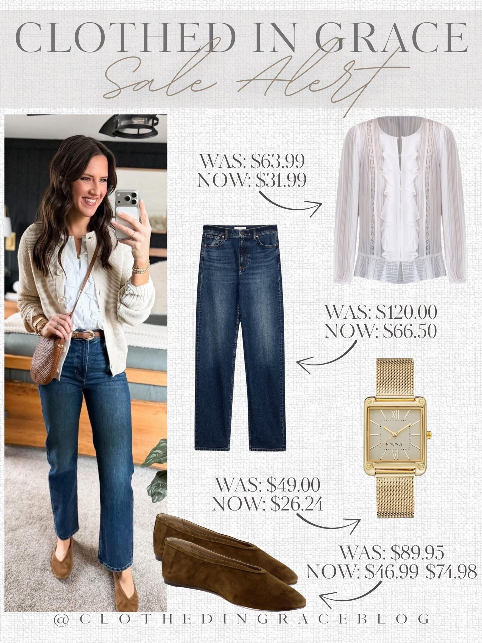 Outfit on sale 

Cardigan - small tall
Blouse - small
Jeans - size 26 regular