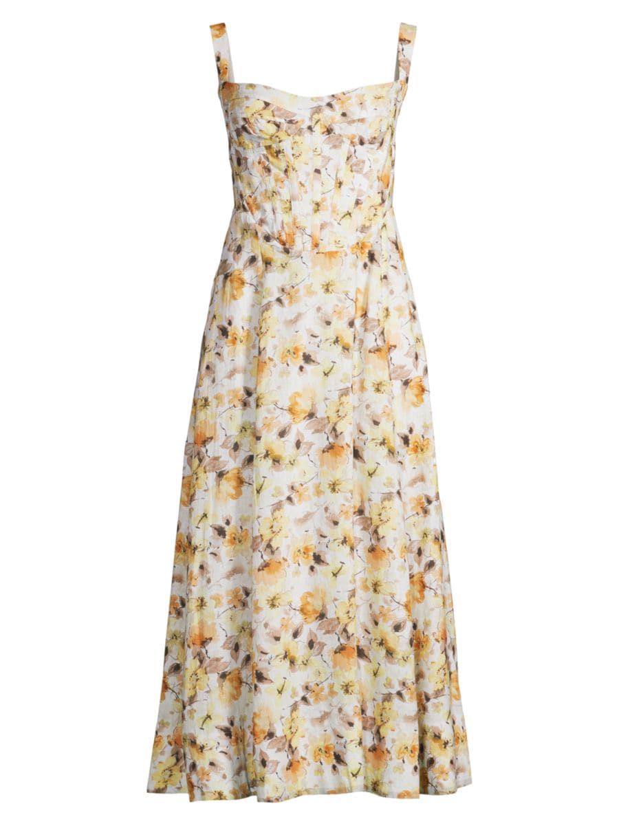 Bardot Lilah Floral Corset Midi-Dress | Saks Fifth Avenue
