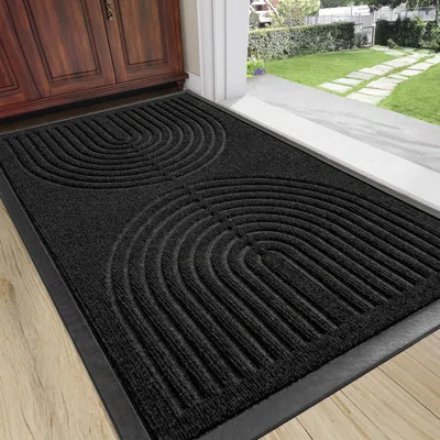 Door Mat,Heavy Duty Doormat Outdoor Entrance,Non Slip Welcome Mat Indoor, Natural Rubber Floor Mat For Entryway,Patio,Garage,Porch, 35.5"X24",Black | Wayfair North America