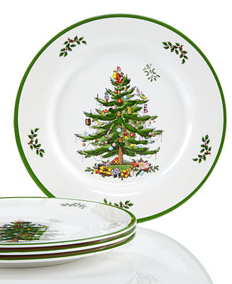 Christmas Tree Melamine Dinner Plates, Set of 4 | Macy's